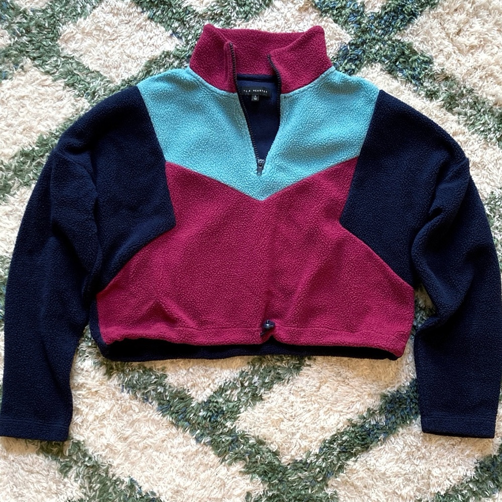 LA Hearts Cropped Quarter Zip Fleece